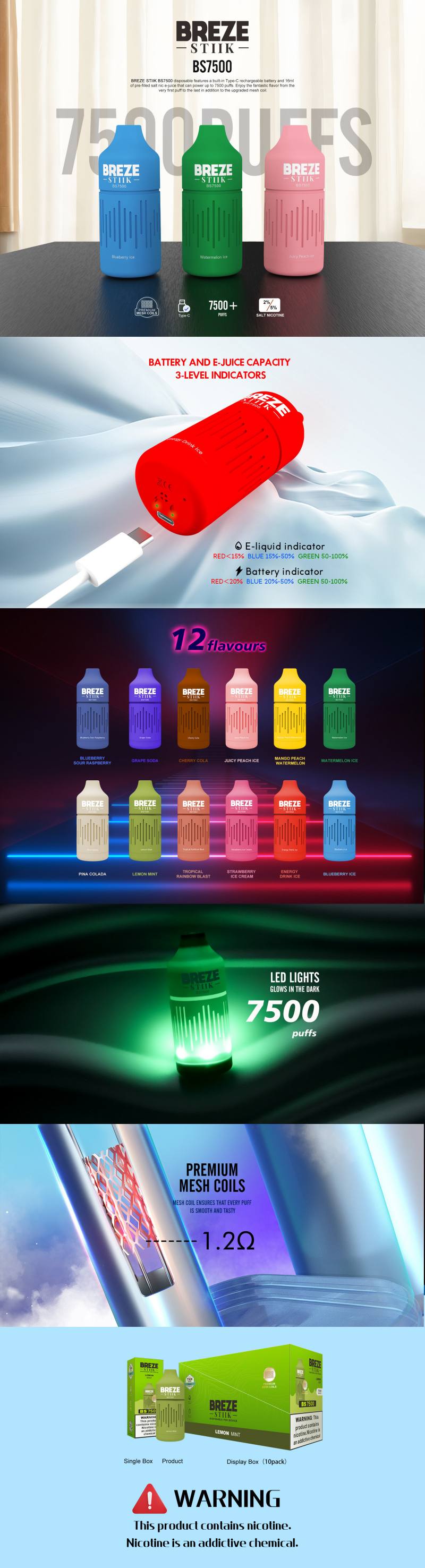 Breze Stiik BS7500 75k vapes Breze Stiik BS7500 75k vapes