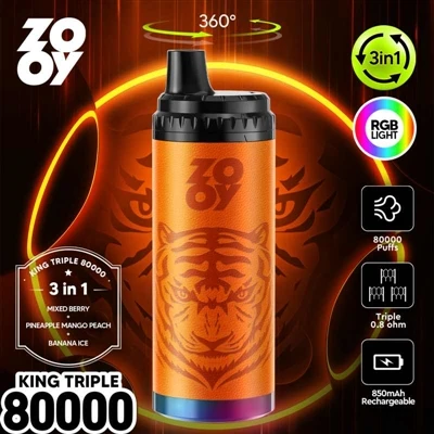 ZOOY KING 3-in-1 80000 パフ使い捨て電子タバコ: 大容量、複数のフレーバー、長期的な使用感で新たな業界標準を確立。