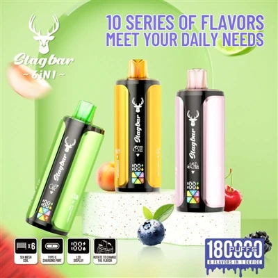 Stag Bar 6in1 180K: 使い捨て電子タバコが「遊び心」を持ち始めるとき