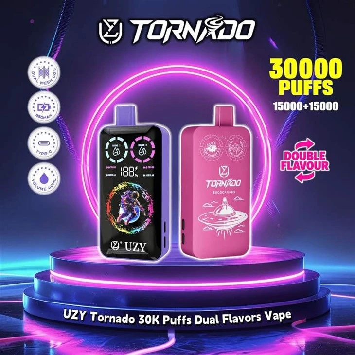 FD-Vape-UZY-Tornado-30K-Puffs-Dual-Flavors-Disposable-Vape-0-2-3-5-Nicotine-12Tastes-Smart-Screen-Factory-Direct-1UZY Tornado 30000